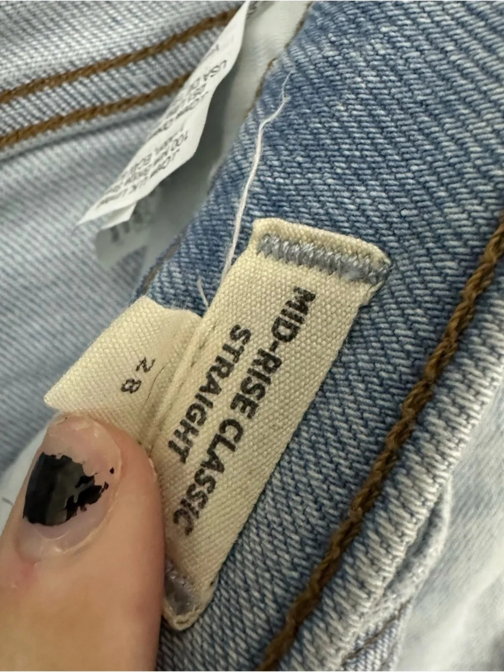Madewell Mid Rise Classic Straight Light Wash Distressed Jeans 28